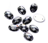 LYVQZPWLR Coudre Le Diamant de Cristal, Strass ovales en Verre à Coudre à Dos Plat, à Coudre soi-même(Black Diamond,17x24mm 24Pcs)