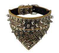 LYVQZPWLR Le chien n'a pas de tracteur, laisses de base pour chiens Collier de chien en cuir avec bandana Taille du cou (marron doré,Petit)