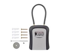 LYVQZPWLR Porte-clé magnétique avec Serrure, Coffret de Rangement for clés avec Manille en Acier et Combinaison à 4 Chiffres(Grijs)