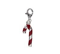 LYVQZPWLRAmulette de perles, Breloque à clip en argent sterling en forme de canne à sucre en émail rouge et argent -