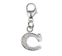 LYVQZPWLRAmulette de perles, Breloques à clipser en argent sterling avec initiales de l'alphabet de A à Z et pierres CZ scintillantes. Breloques en argent avec initiales de l'alphabet - Ajustement par