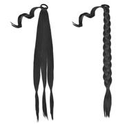 LYVQZPWLRla mode synthétique, Extension capillaire synthétique lisse de 50 cm, queue de cheval tressée avec cordon de serrage, cheveux blonds for femmes(1 34Inch 150g)