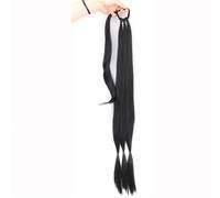 LYVQZPWLRla mode synthétique, Extensions de cheveux synthétiques tressés longs for femmes, queue de cheval noire et blonde, postiches à enrouler en fibre haute température(1B)
