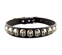 LYVQZPWLRLe chien n'a pas de force, Collier for animaux de compagnie en cuir avec tête de mort - Tendance - Personnalité - Petits et moyens chiens - Produits for animaux de compagnie - Réglable(Schwar