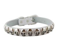 LYVQZPWLRLe chien n'a pas de force, Collier for animaux de compagnie en cuir avec tête de mort - Tendance - Personnalité - Petits et moyens chiens - Produits for animaux de compagnie - Réglable(White,