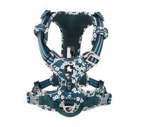 LYVQZPWLRLe Chien n'a Pas de Force, Harnais for Chien réfléchissant en Nylon Anti-Traction, réglable, Confortable et à Enfiler(Saxony Blue,Small)