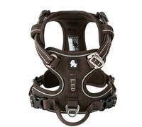 LYVQZPWLRLe Chien n'a Pas de Force, Harnais for Chien réfléchissant en Nylon Anti-Traction, réglable, Confortable et à Enfiler(Bruin,XS)