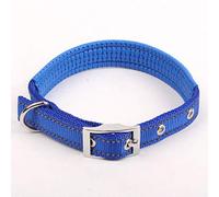 LYVQZPWLRLe chien n'a pas de force, Laisse de dressage for chien, collier réfléchissant en nylon for la nuit, colliers avec mousse rembourrée, boucle réglable en métal for le cou de l'animal(Blu,Large