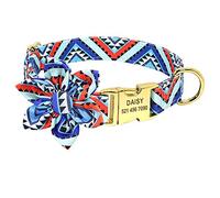 LYVQZPWLRLe chien n'a pas de force, Laisses for animaux de compagnie Bohême Collier de chien personnalisé Laisse en nylon Imprimé floral Collier de chien de compagnie Laisse Collier de chiot personnal