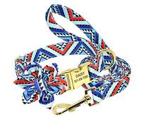 LYVQZPWLRLe chien n'a pas de force, Laisses for animaux de compagnie Bohême Collier de chien personnalisé Laisse en nylon Imprimé floral Collier de chien de compagnie Laisse Collier de chiot personnal