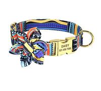 LYVQZPWLRLe chien n'a pas de force, Laisses for animaux de compagnie Bohême Collier de chien personnalisé Laisse en nylon Imprimé floral Collier de chien de compagnie Laisse Collier de chiot personnal