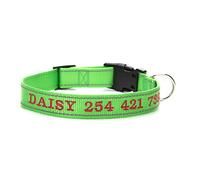 LYVQZPWLRLe chien n'a pas de force, Laisses for animaux de compagnie Collier de chien personnalisé Collier réfléchissant en nylon Nom brodé Numéro de téléphone Colliers personnalisés gravés(Grass gree