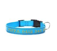 LYVQZPWLRLe chien n'a pas de force, Laisses for animaux de compagnie Collier de chien personnalisé Collier réfléchissant en nylon Nom brodé Numéro de téléphone Colliers personnalisés gravés(Blu,Small)