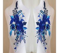 LYVQZPWLRle Fer sur Le Patch de vêtements, 1 Paire de Broderies tridimensionnelles à Chaud, Paillettes, Perles, Dentelle, Fleur, Manuel, Bricolage, Applique, Patch for vêtements(Blu)