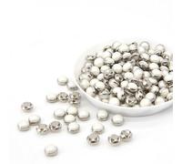 LYVQZPWLRLes boutons techniques, 100 mini boutons en résine avec fausses perles dorées et argentées de 4 mm/5 mm(5mm Silver)