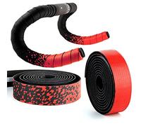 Lywencom Ruban adhésif pour guidon de vélo, confortable, antidérapant, anti-transpiration, respirant, toucher délicat, en mousse EVA, autocollant, avec 2 bouchons de guidon (Rouge)