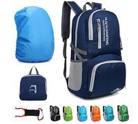 Lywencom Sac à dos de randonnée, 30l sportif léger pliable imperméable ultraléger pour le camping extérieur pique-nique randonnée course à pied sac d'école avec (Bleu militaire)