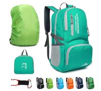Lywencom Sac à dos de randonnée, 30l sportif léger pliable imperméable ultraléger pour le camping extérieur pique-nique randonnée course à pied sac d'école avec pluie imperméable (Bleu Lac)