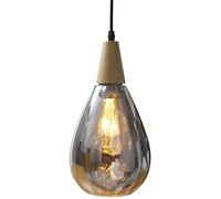 Lywins E27 En bois Les gouttelettes d'eau Lumière de vague gris Verre Moderne nordique Suspensions Lampes suspendues Pour Salle à manger Cuisine Chambre Luminaire