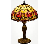 Lywins E27 rouge Rose tiffany lampe de table 12 pouces pastorale méditerranéen chambre salon lampe de bureau