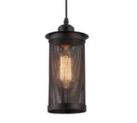 Lywins Lustre Suspendu Industriel Noir - Plafonnier Cylindrique en Fer Forgé 1 Lumière, Style Vintage pour Cuisine/Bar/Îlot/Salle à Manger/Chambre