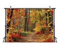 LYWYGG 7x5FT Feuilles Caduques Paysage Naturel Automne Décors Arbre Et Feuilles d'automne Jaune Voir Décorations De Fête Activité De Plein Air Fond Studio Props CP-67