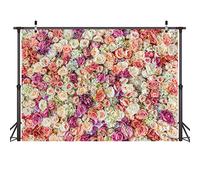 LYWYGG 7X5FT Fleur Mur Toile De Fond Blooming Frais Rose Fleurs De Mariage Décoration Fond Fête Toile de Fond Fleurs Anniversaire Toile De Fond Nouveau Bébé Photo Toile De Fond CP-48