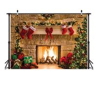 LYWYGG 7x5FT Fond Photo Thème De Noël Arbre Cheminée Chaussettes Photographie Toile de Fond Xmas Partie Décoration Noel Intérieur Photo Studio Props Fond Enfants CP-282