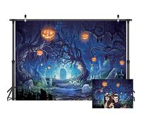 LYWYGG 7x5FT Halloween Horrible Pierre Château Toile De Fond Terreur Arbre Citrouille Lanterne Toile De Fond pour Enfants Studio Accessoires Photo Toile De Fond CP-61