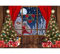 LYWYGG 7x5FT Images de Fond de Noël père noël Arbre de Noël Images de Fond Famille de Noël dîner Images de Fond Studio Photographie Prop CP-545