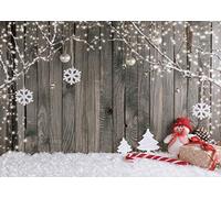 LYWYGG 7X5FT Joyeux Noël Toile de Fond Neige Étage Photo Fond Mur en Bois Photographie pour Enfant CP-70