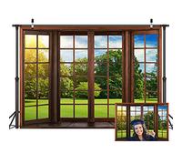 LYWYGG 7x5FT Vidéoconférence Scènes Toile de fond extérieure chaque maison Décoration pour la maison intérieure salle en direct Bibliothèque Fond de studio de photographie Vinyle Partie de fond CP-309