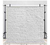 LYWYGG 8x8FT Blanc Brique Mur Décors Vinyle Toile De Fond Photographie Brique Mur Maison Photographie Décoration Bureau Décoration Fond Brique Toile De Fond Photo Studio Bois Planche CP-313-0808