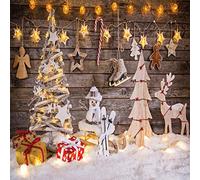 LYWYGG 8x8FT Fond de Noël - Planche de Bois, Cerf, Étoiles Brillantes, Arbre - Photographie Enfants - Studio Photo CP-100-0808