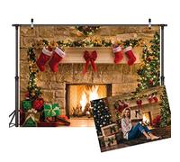 LYWYGG 8x8FT Fond Photo Noel Thème De Noël Arbre Cheminée Chaussettes Photographie Toile de Fond Xmas Partie Décoration Toile de Fond Noel Intérieur Photo Studio Props Fond Enfants CP-282-0808