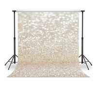 LYWYGG 8X8FT Taches d'or Photographie Toile de Fond Brillant Étincelle Sable Échelle Fond Vinyle Bokeh Professionnel Nouveau-Né Bébé Enfants Portrait Photo Studio Photo Booth Accessoires CP-124-0808