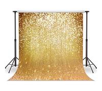 LYWYGG 8x8FT Vinyle Photographie Toile de Fond Particules d'or Speckle Fond Rêveur Fantaisie Motif Onirique Métal Festif Fête De Vacances Décoratif Photographie Toile de Fond CP-10-0808