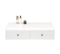 lyxamjrzyp Coiffeuse Flottante, Bureau Vanity avec Tiroirs, Gain de Place pour Chambre et Salon, Vanity Murale, Table de Maquillage Flottante Compacte(White,55.1in/140cm)
