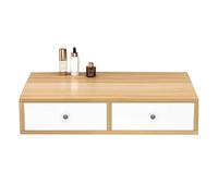 lyxamjrzyp Coiffeuse Flottante, Bureau Vanity avec Tiroirs, Gain de Place pour Chambre et Salon, Vanity Murale, Table de Maquillage Flottante Compacte(Natural,31.4in/80cm)
