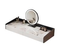 lyxamjrzyp Coiffeuse Murale Flottante Moderne, Bureau Coiffeuse avec Tiroirs, Table de Maquillage Suspendue Plateau en Pierre pour Chambre et Salon(47.2in/120cm)