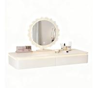 lyxamjrzyp Coiffeuse Suspendue Murale avec Miroir LED, Floating Makeup Vanity Wall Mounted Moderne, Bureau Coiffeuse de Maquillage pour Chambre et Salon(White,31.4in/80cm)