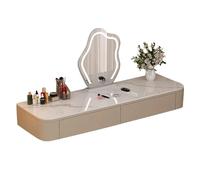 lyxamjrzyp Coiffeuse Suspendue Murale avec Tiroirs et Miroir, Bureau de Maquillage Flottant Moderne pour Chambre, Salon et Maison Vanity Desk(Brown,62.9in/160cm)