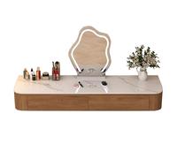 lyxamjrzyp Coiffeuse Suspendue Murale avec Tiroirs et Miroir, Bureau de Maquillage Flottant Moderne pour Chambre, Salon et Maison Vanity Desk(Natural,31.4in/80cm)