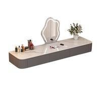 lyxamjrzyp Coiffeuse Suspendue Murale avec Tiroirs et Miroir, Bureau de Maquillage Flottant Moderne pour Chambre, Salon et Maison Vanity Desk(Gray,31.4in/80cm)