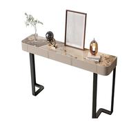lyxamjrzyp Console Meuble Entrée Moderne avec Plateau en Pierre, Table Longue pour Couloir ou Salon, Structure Métallique Dorée, Table d’Appoint Étroit Design Chic(Beige Black,31.4in/80cm)