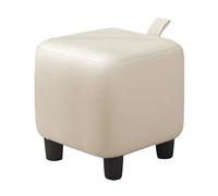 lyxamjrzyp Pouf Carré Rembourré, Repose Pied en Cuir Nappa, Tabouret Bas pour Salon, Entrée et Changement de Chaussures(White,X-Large)