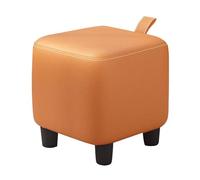 lyxamjrzyp Pouf Carré Rembourré, Repose Pied en Cuir Nappa, Tabouret Bas pour Salon, Entrée et Changement de Chaussures(Orange,X-Large)