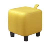 lyxamjrzyp Pouf Carré Rembourré, Repose Pied en Cuir Nappa, Tabouret Bas pour Salon, Entrée et Changement de Chaussures(Yellow,X-Large)