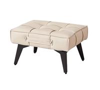 lyxamjrzyp Repose-Pieds Luxe Compact, Tabouret en Cuir Microfibre, Marchepied avec Poignée, pour Entrée Salon Chambre(White)