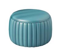 lyxamjrzyp Tabouret Rond Repose-Pieds Petit Pouf Rembourré en Cuir Napa Empilable Banc Bas pour Entrée Changement de Chaussures Salon Canapé(Blue,Large)